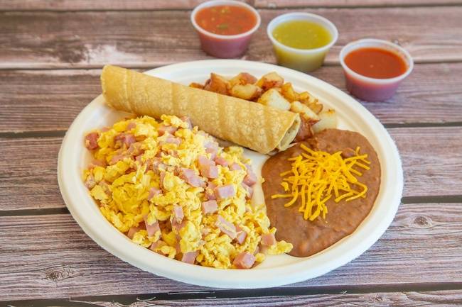 Order Ham and Egg Scramble food online from Sombrero Mexican Food store, San Diego on bringmethat.com