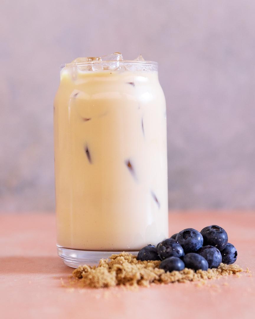 Order Maple Blueberry Latte (Iced) - # food online from The Coffee Class store, Las Vegas on bringmethat.com