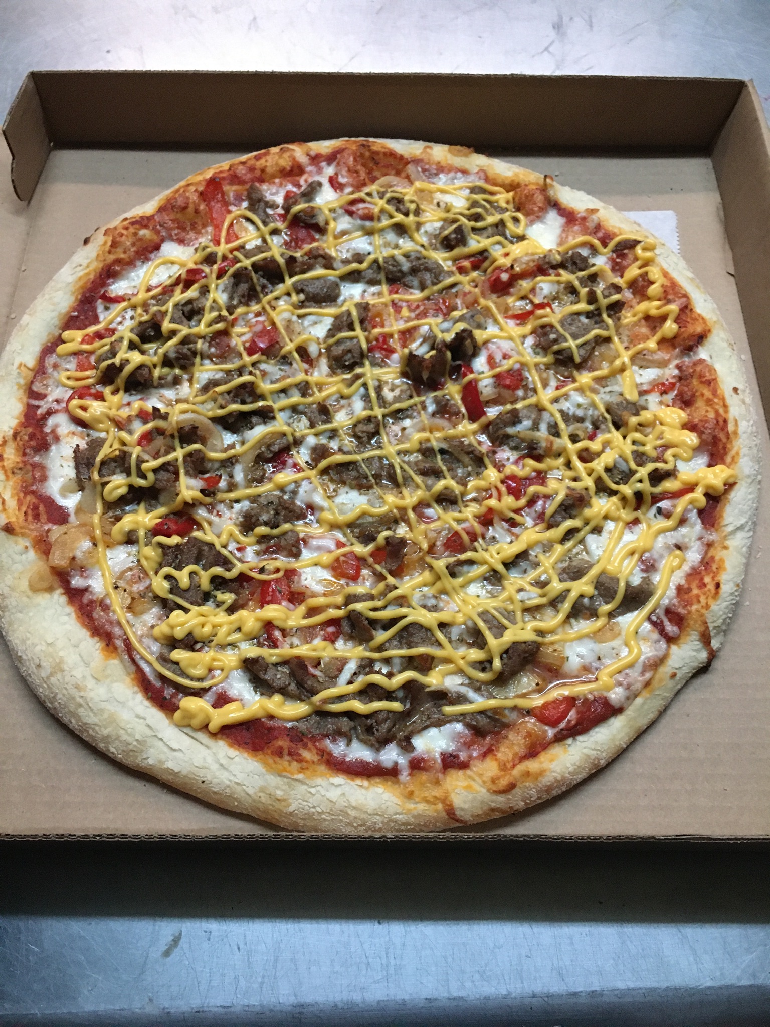 Order Cheesesteak Pizza food online from Tortas & Pizza El Sabor De Mi Tierra store, Philadelphia on bringmethat.com