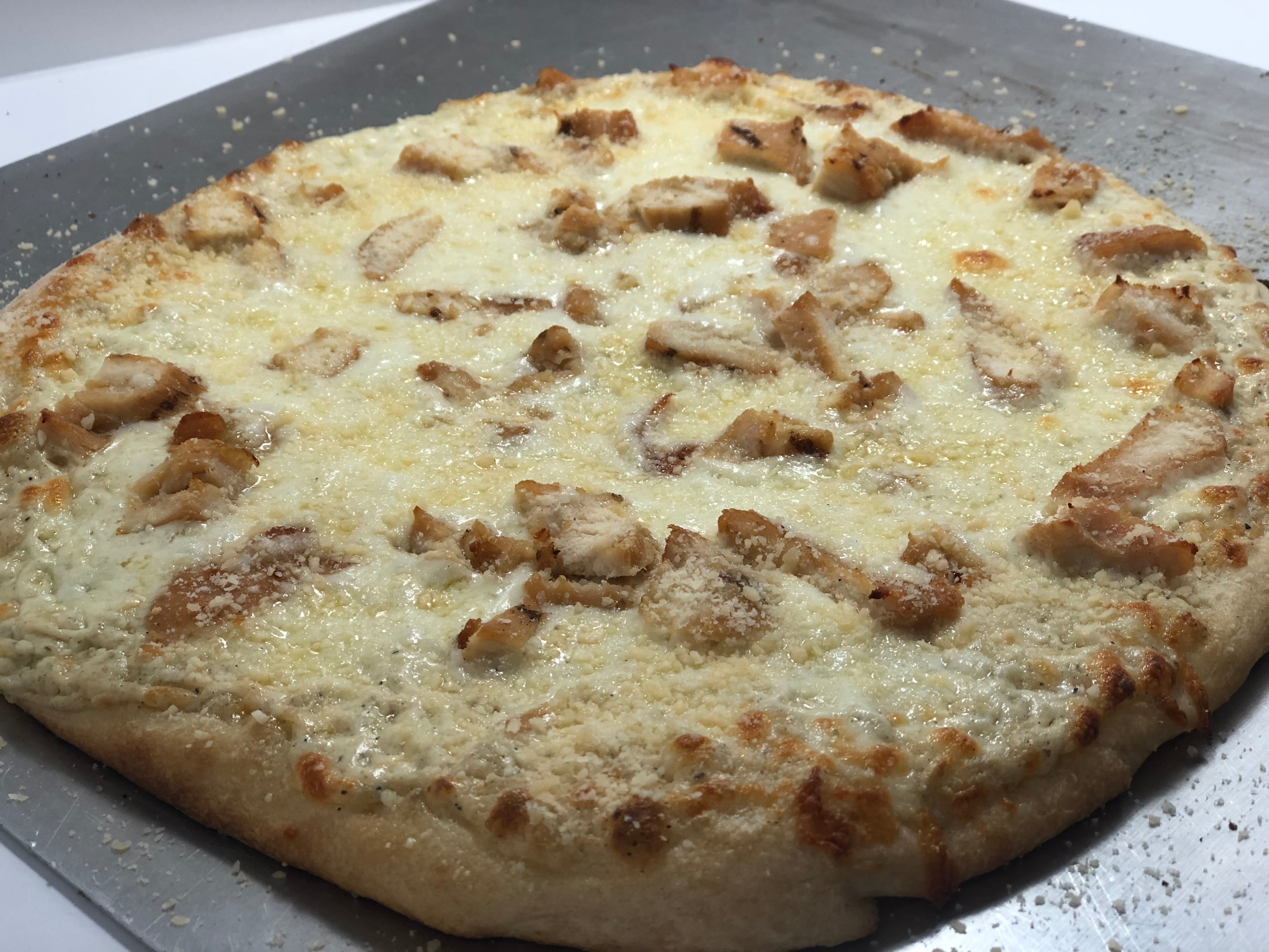Order Chicken Alfredo Pizza - 12'' food online from Lombardo Pizza store, Wyoming on bringmethat.com