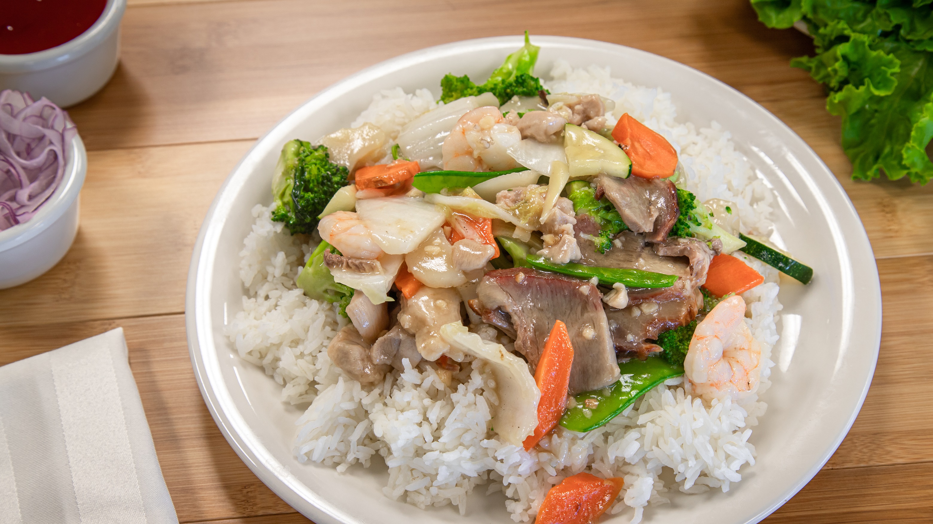 Order 46. Diner Over Rice food online from Pho Cafe Hong Kong Diner store, Reno on bringmethat.com
