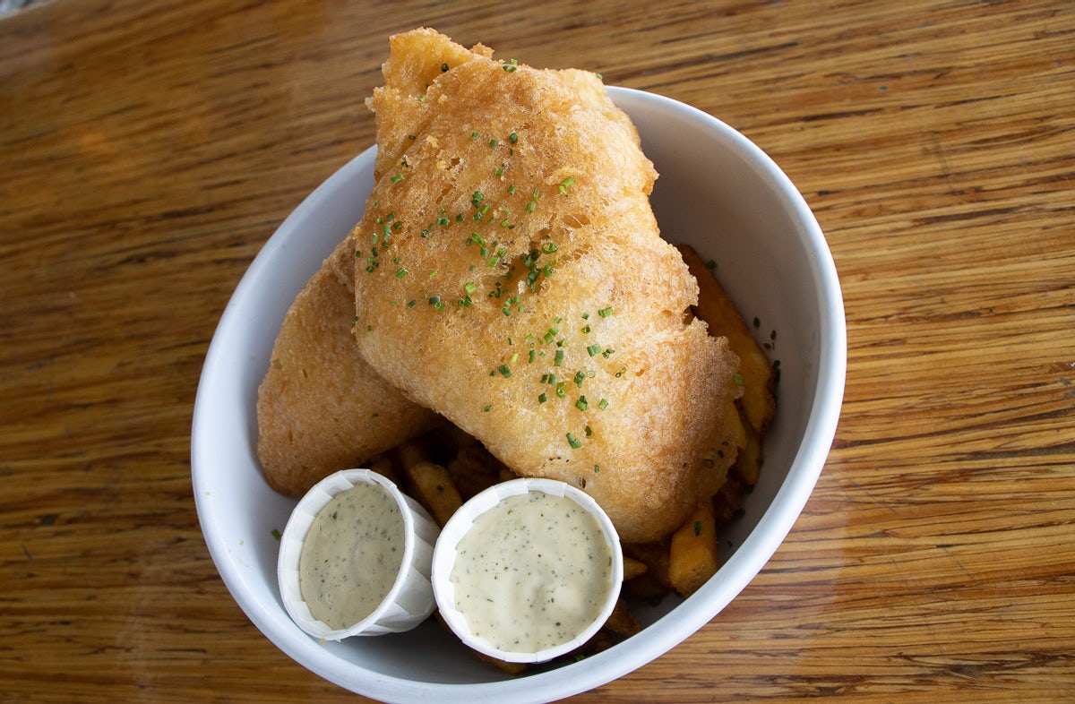 Order Double Fish & Chips food online from Slapfish store, Brea on bringmethat.com