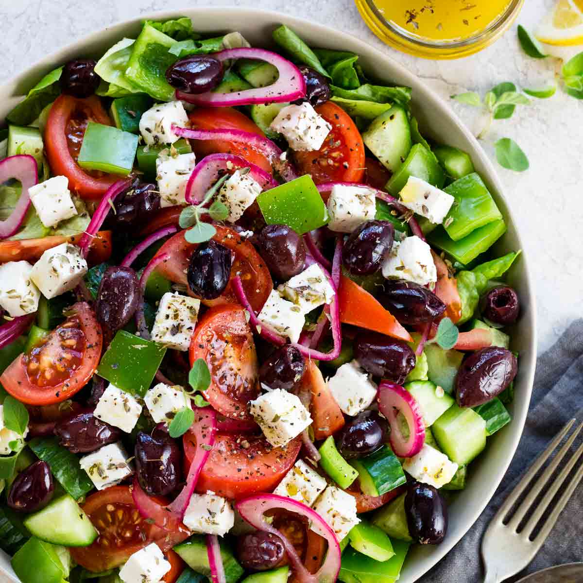 Order Greek Salad food online from Merone's Buon Appetito store, Sterling on bringmethat.com