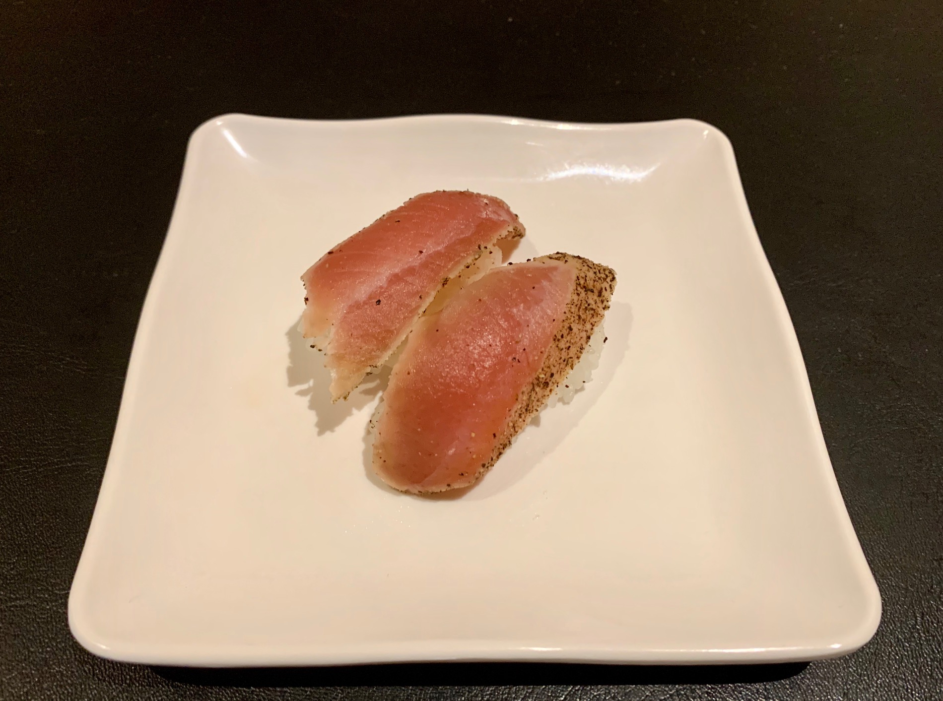 Order Seared Pepper Tuna Nigiri food online from Sushi Katsu store, Lakewood on bringmethat.com
