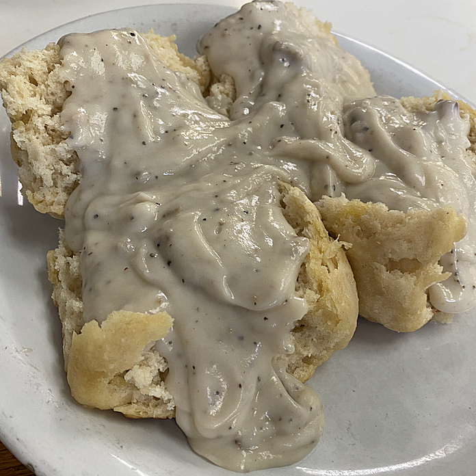 Order Biscuits and Gravy food online from The Bomber store, Ypsilanti on bringmethat.com