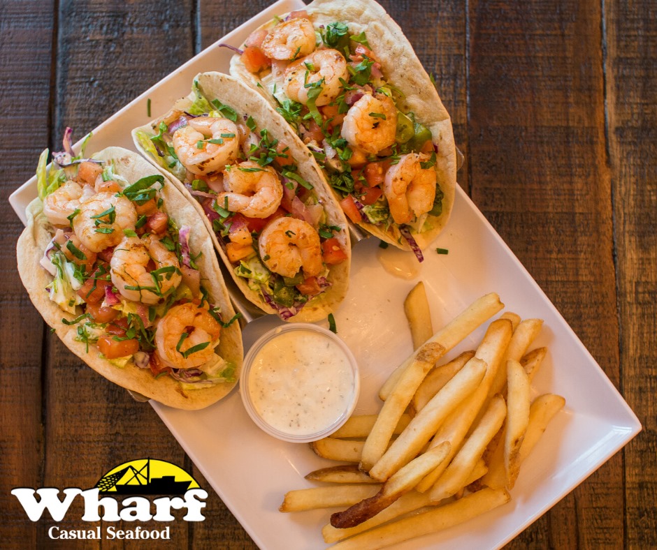 Order Wharf Shrimp Tacos food online from Wharf Casual Seafood on Atlanta Hwy. store, Montgomery on bringmethat.com