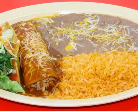 Order One Cheese Enchilada and One Taco Plate food online from Chile Verde No. 4 store, Carson on bringmethat.com