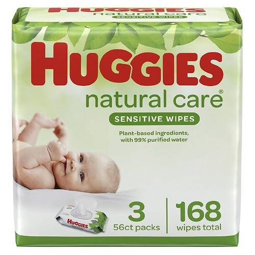 Order Huggies Natural Care Sensitive Baby Wipes Flip-Top Pack Fragrance Free - 56.0 ea x 3 pack food online from Walgreens store, WALES on bringmethat.com