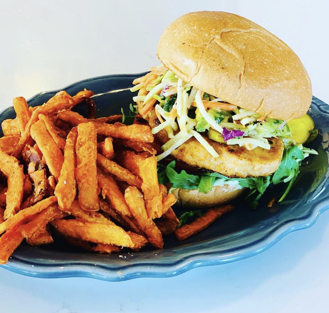 Order Vegan "Chicken" Burger Lunch food online from Harvest Room store, Palos Heights on bringmethat.com