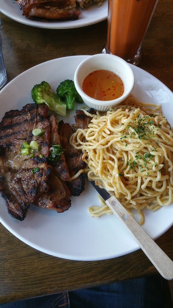 Order 24. Charbroiled Beef Garlic Noodle food online from Perilla store, San Francisco on bringmethat.com