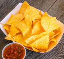 Order Bag of Chips and 4 oz. Salsa food online from Charo Chicken store, Huntington Beach on bringmethat.com