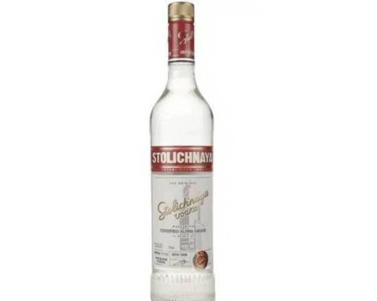 Order Stolichnaya, 750mL vodka (40.0% ABV) food online from Cold Spring Liquor store, Liberty Hill on bringmethat.com