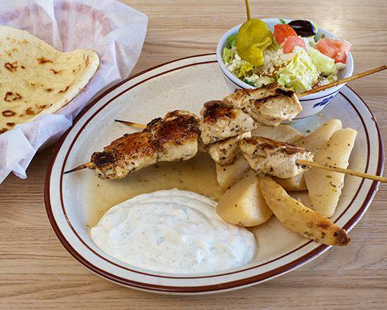 Order Souvlaki on a Stick food online from Olympia Cafe store, Albuquerque on bringmethat.com