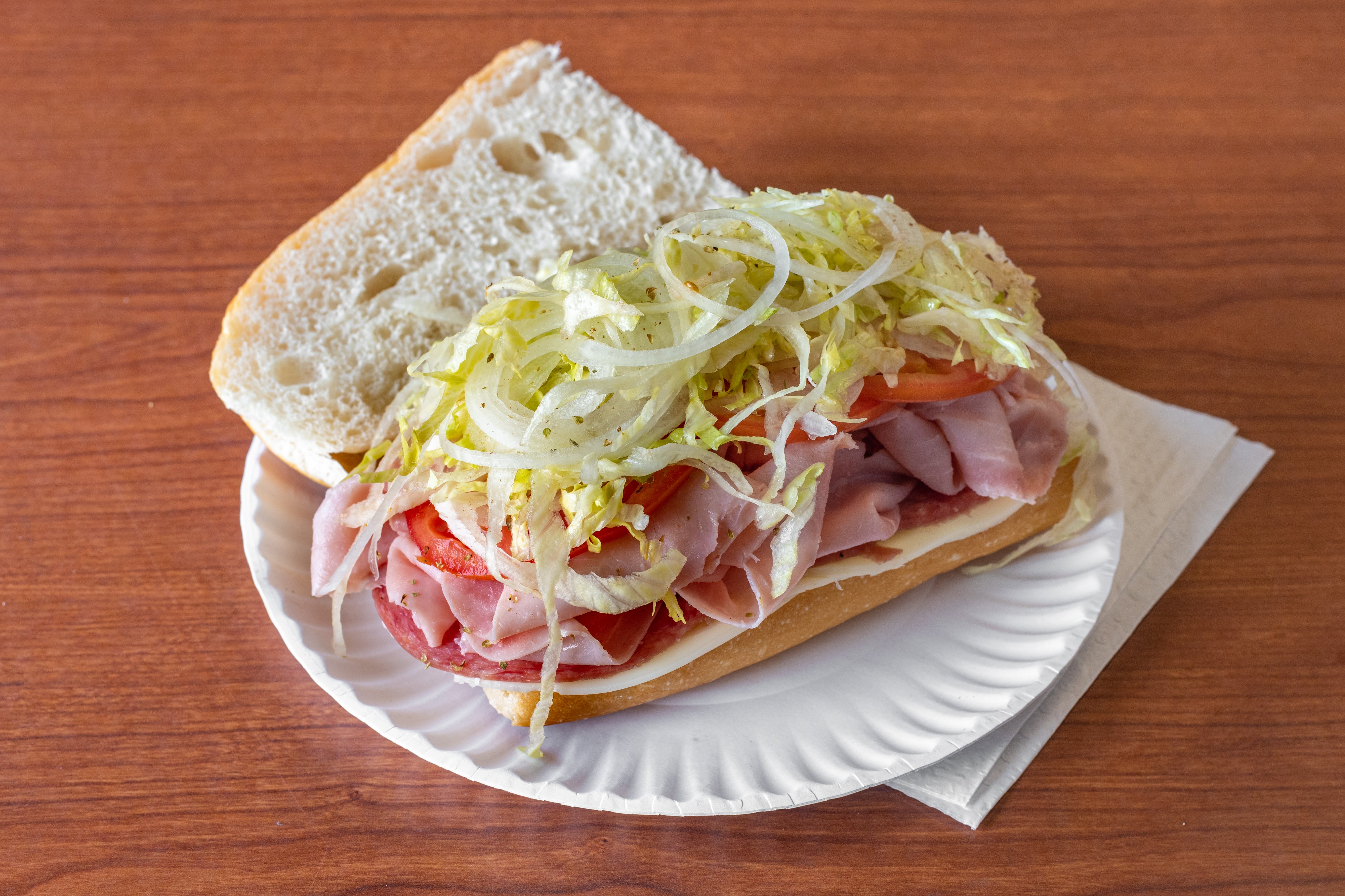 Order 1. Ham, Provolone, Salami Sub - Small food online from Oakhurst Pizza store, Oakhurst on bringmethat.com