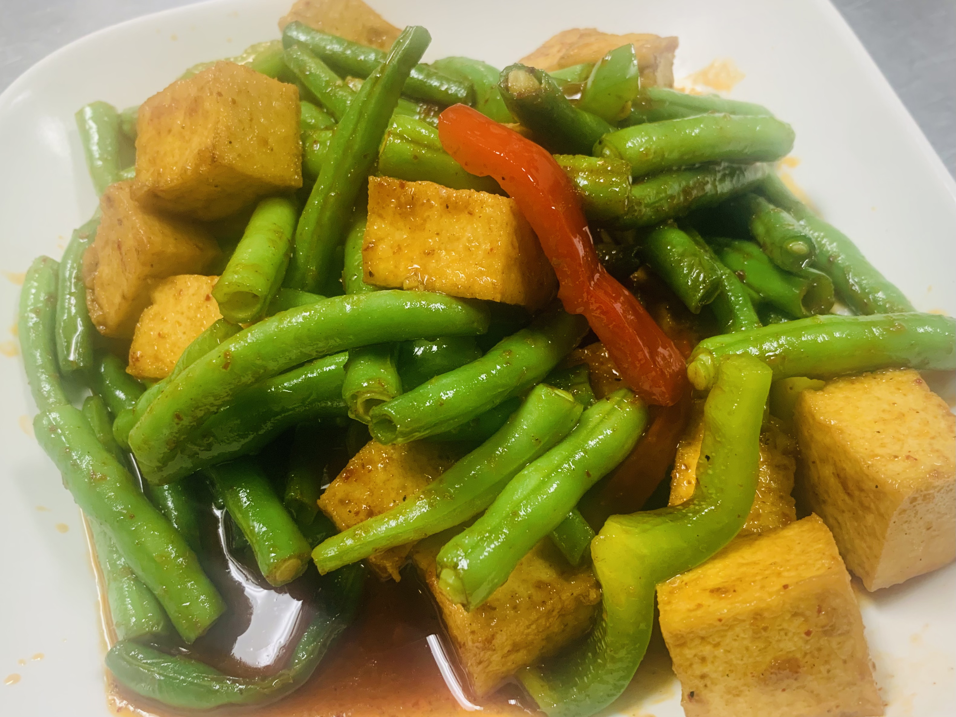 Order Spicy String Bean Tofu food online from Shine Thai Cuisine store, Daly City on bringmethat.com