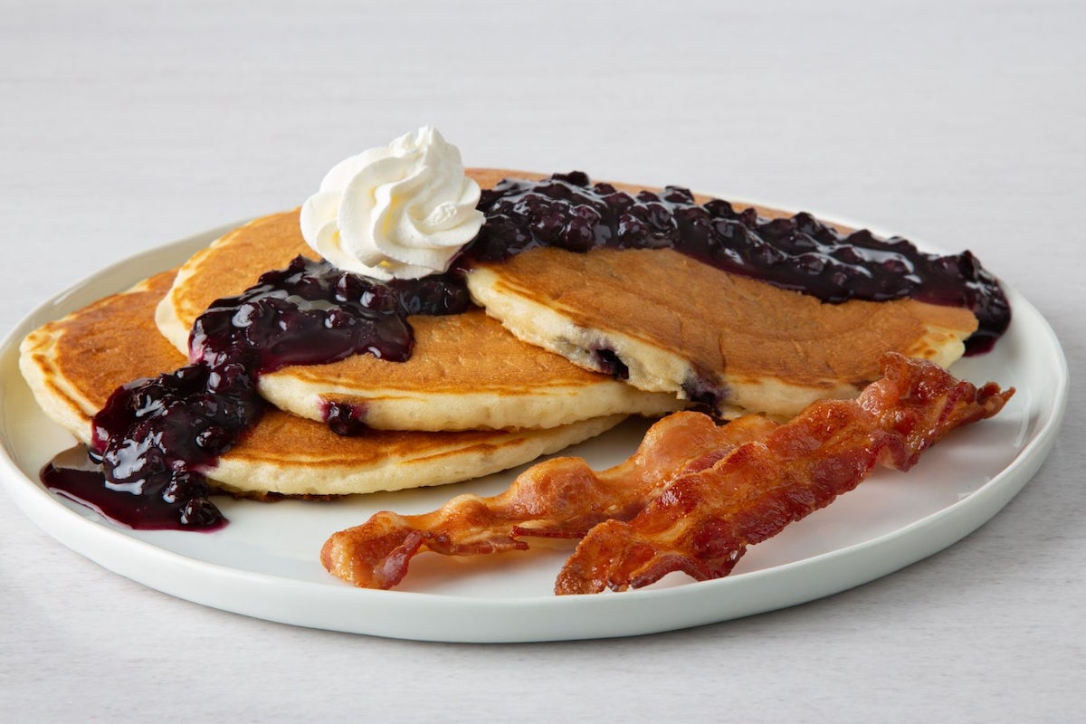 Order Double Blueberry Pancakes food online from Village Inn store, Cheyenne on bringmethat.com