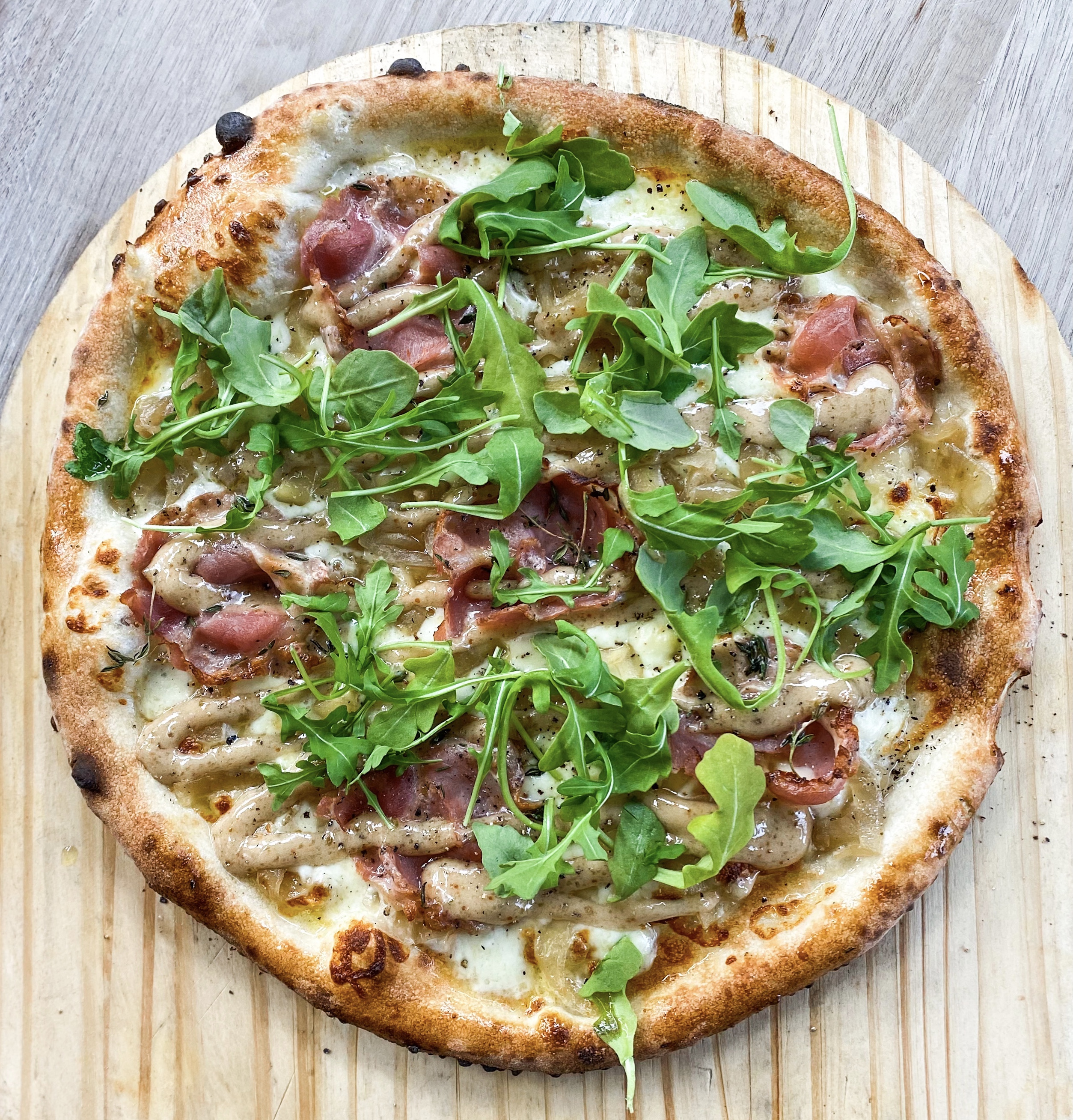 Order 12" Preserved Fig, Pancetta, and Blue Cheese Pizza food online from The Marshal store, New York on bringmethat.com