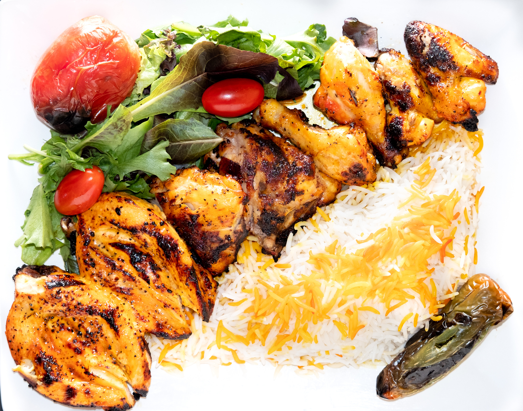 Order 12. Chicken Kabob Cornish Plate food online from Shayan Express store, Los Angeles on bringmethat.com