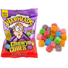 Order WarHeads Sour Chewy Cubes  food online from Rocket fizz soda pop & candy shop store, Los Angeles on bringmethat.com