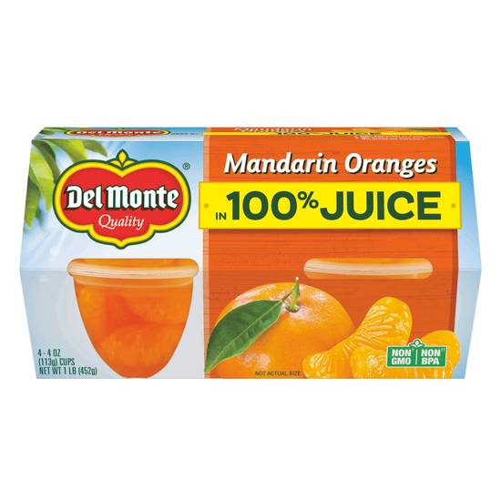 Order Del Monte Mandarin Oranges Fruit Cup 100% Juice, 4-4 OZ Cups food online from Cvs store, PARKERSBURG on bringmethat.com