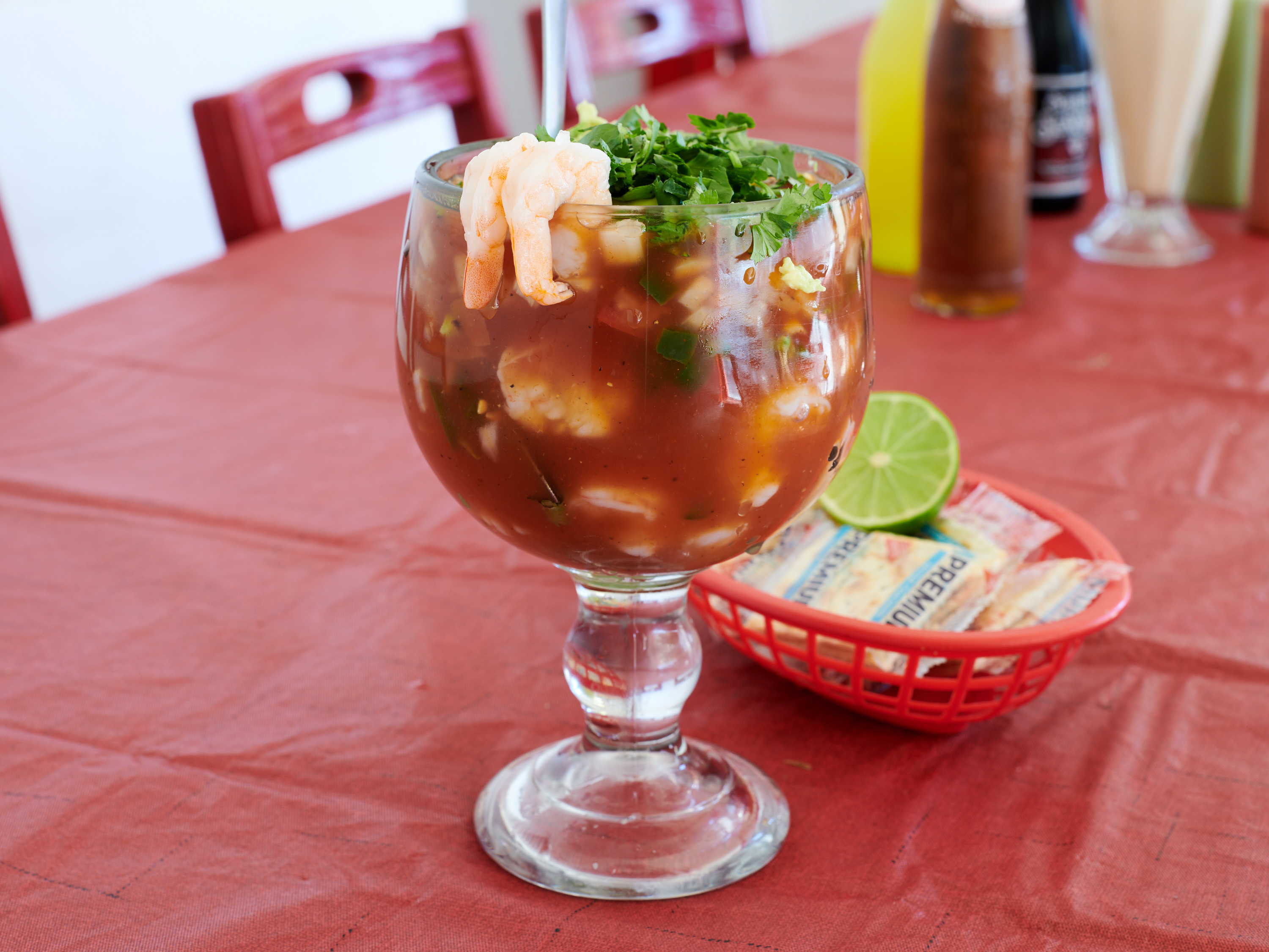 Order 54. Large Shrimp Cocktail food online from Jc Tortas store, Las Cruces on bringmethat.com