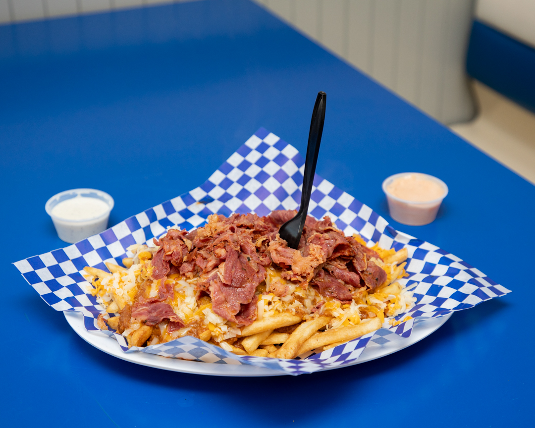 Order Pastrami Chili-Cheese Fries food online from Manuel Burger store, Los Angeles on bringmethat.com