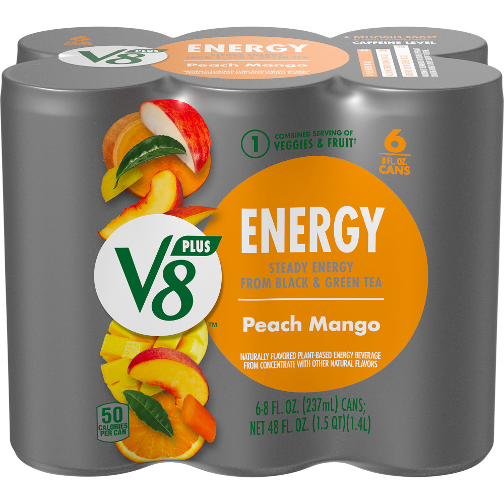 Order V8 Beverage Blend, Vegetable & Fruit - Peach Mango, 8 fl oz, 6 pk food online from Rite Aid store, Cathedral City on bringmethat.com