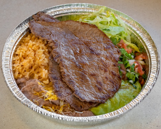 Order 1. Carne Asada Combination Plate food online from Rancheritos Mexican Food store, Draper on bringmethat.com