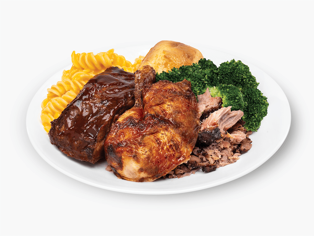 Order 3 Meat Combo Plate - 1/4 Chicken, Ribs & Pulled Pork food online from Boston Market store, Detroit on bringmethat.com