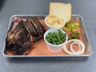 Order 2 Meat Combo food online from 2 Guys 1 Pit Bbq & Catering store, Tomball on bringmethat.com
