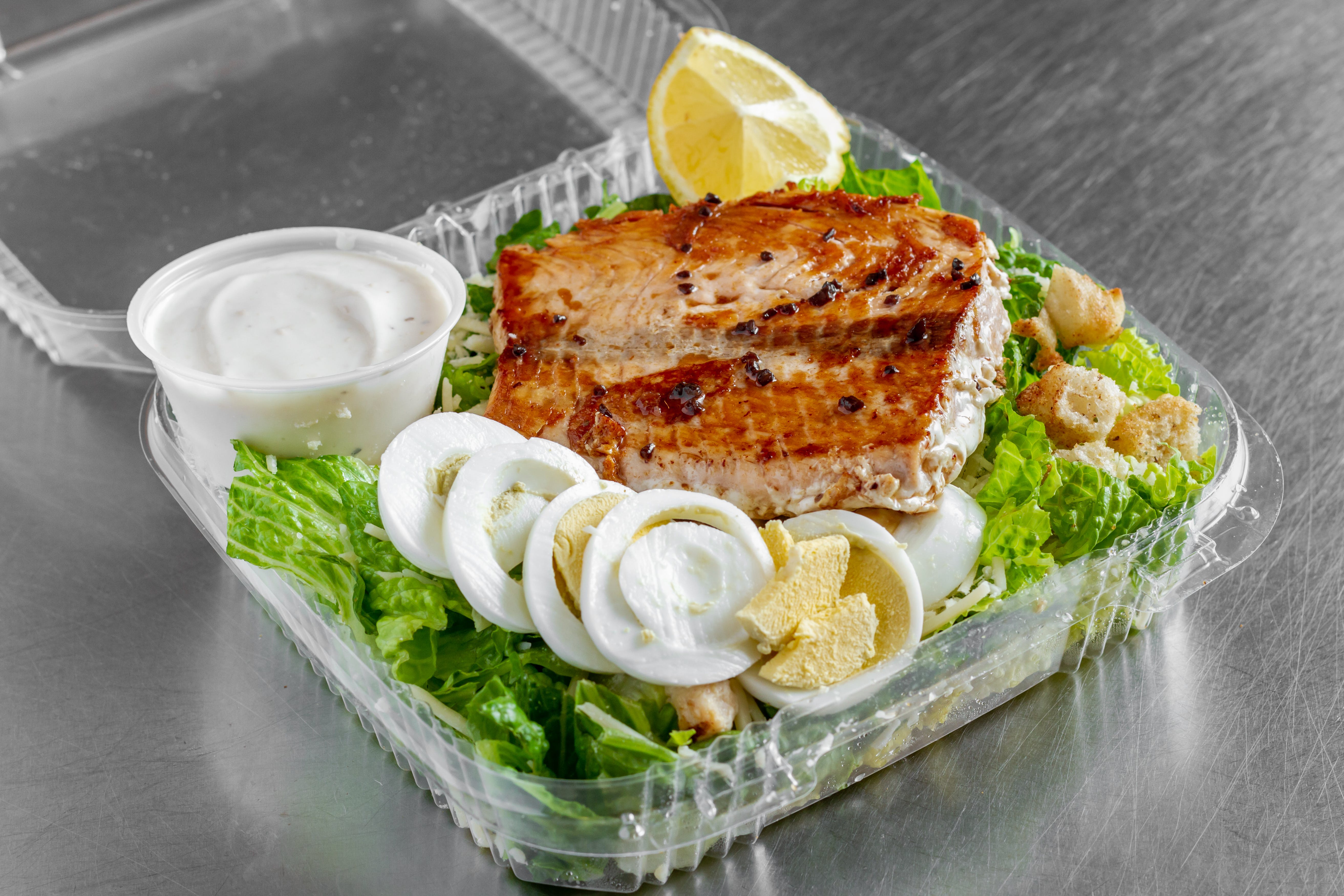 Order Salmon Caesar Salad - Salad food online from Mamma Ilardo Pizza store, Washington DC on bringmethat.com