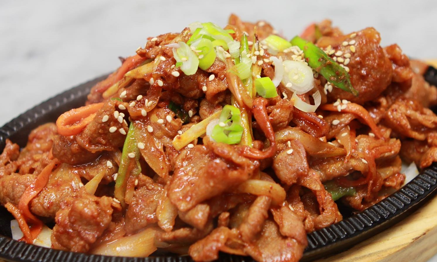 Order P1. Spicy Pork Meat food online from Korean BBQ Grill store, New Rochelle on bringmethat.com