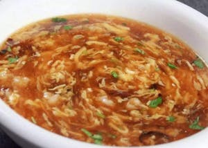 Order 203. Hot & Sour Soup 酸辣汤 food online from Happy Dragon store, Kansas City on bringmethat.com