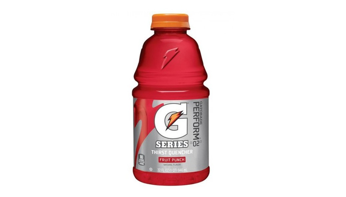 Order Gatorade G Thirst Quencher Fruit Punch 28 oz Bottle food online from Ocean Liquor store, South Pasadena on bringmethat.com