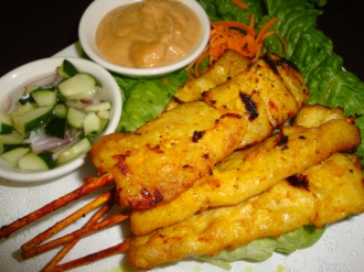 Order 5. Chicken Satay food online from Nine & Nine Thai Kitchen store, Pasadena on bringmethat.com