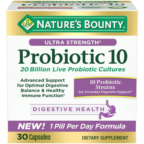 Order Nature's Bounty Probiotic 10 Ultra Strength Capsules (30 ct) food online from Rite Aid store, Palm Desert on bringmethat.com