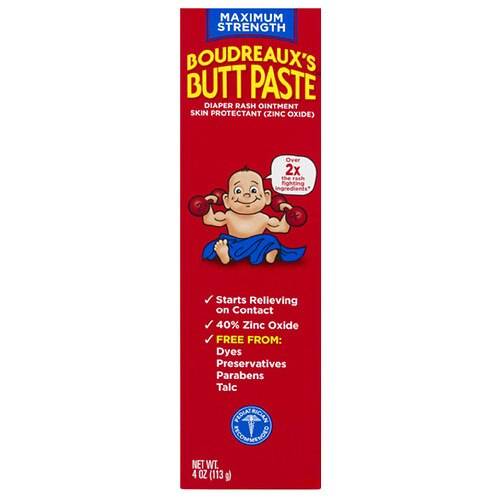 Order Boudreaux's Butt Paste Diaper Rash Ointment, Maximum Strength - 4.0 oz food online from Walgreens store, New Britain on bringmethat.com