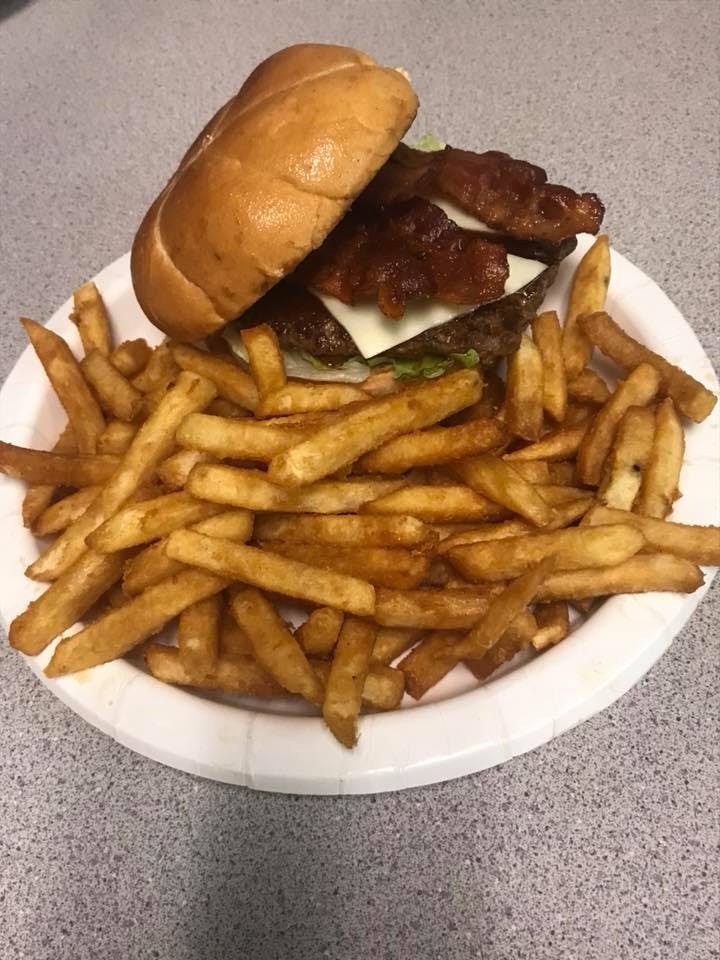 Order Bacon Cheeseburger - Burger food online from Boston House of Pizza store, Brookline on bringmethat.com