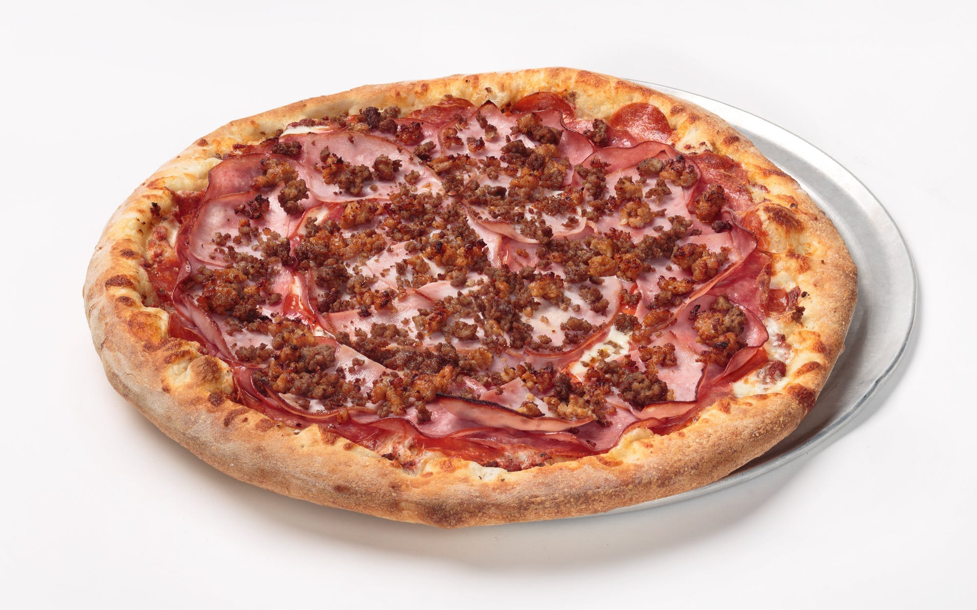 Order The Heavyweight Pizza (Meat) - Small 10'' (4 Slices) food online from Oggi Sports | Brewhouse | Pizza store, Mission Viejo on bringmethat.com