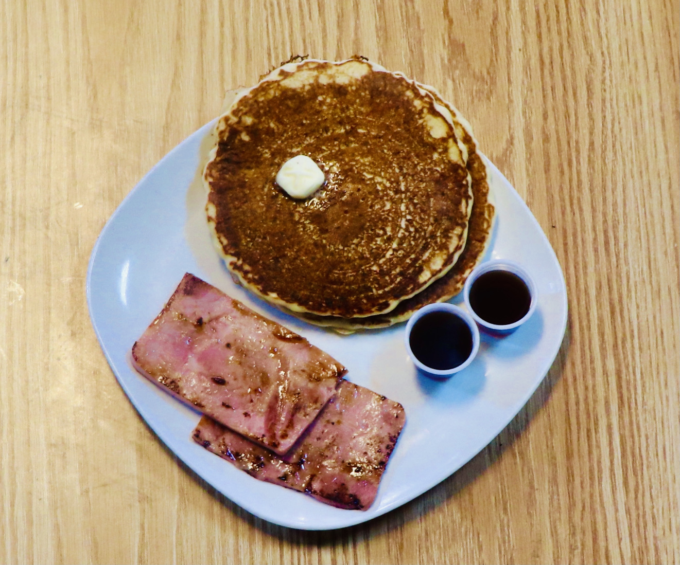 Order Pancake with Ham food online from Charlie Cafe store, Norfolk on bringmethat.com