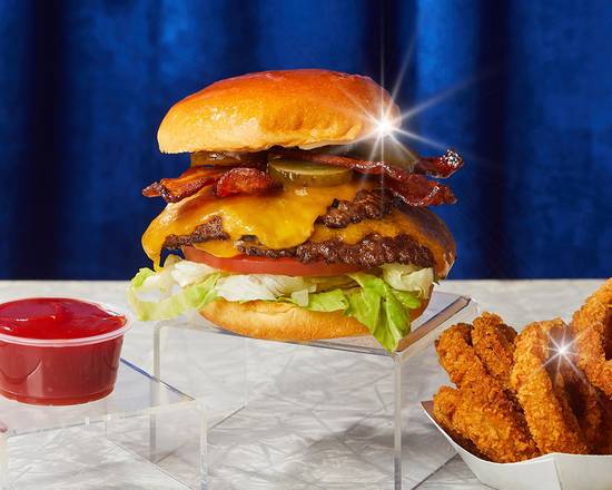Order Double Bacon Smash Cheeseburger Combo food online from 1-800-Burgers! store, Alexandria on bringmethat.com