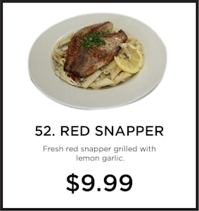 Order 52. Red Snapper food online from Mystic Grill store, La Mesa on bringmethat.com