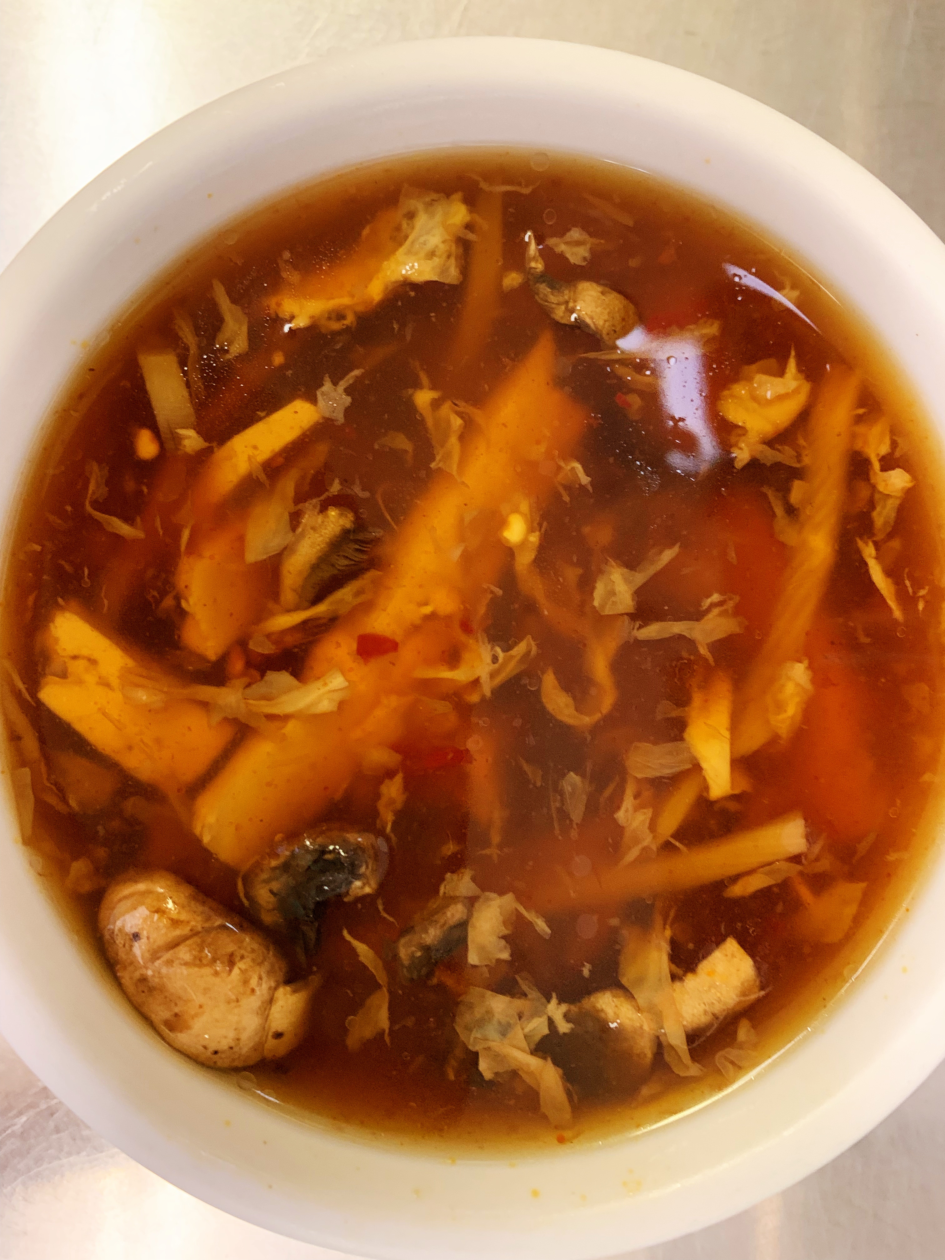 Order Hot and Sour Soup sm (for 1) food online from Dragon Inn store, Durham on bringmethat.com