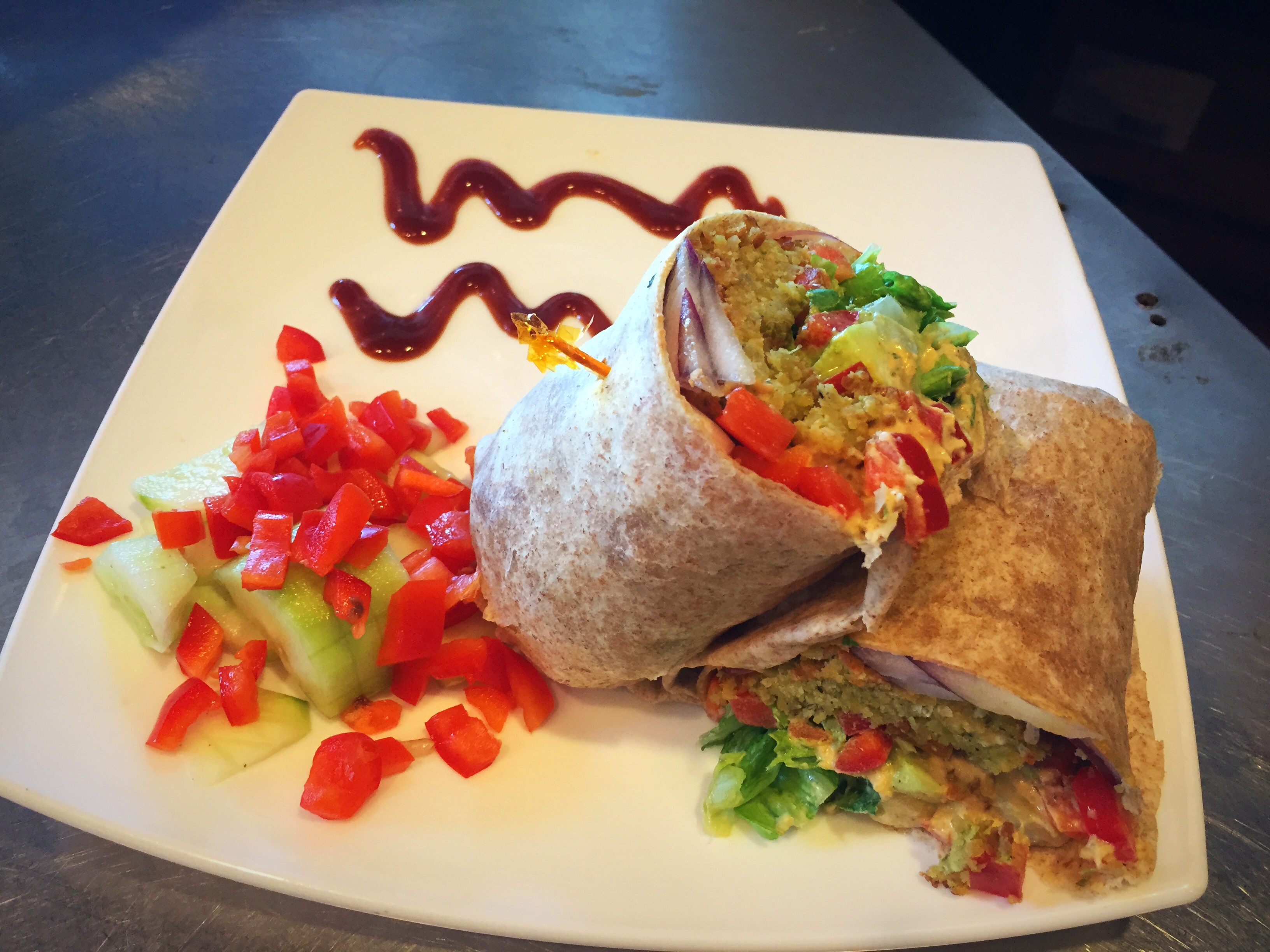 Order Falafel Wrap food online from Healthy Garden & Gourmet Pizza store, Collingswood on bringmethat.com