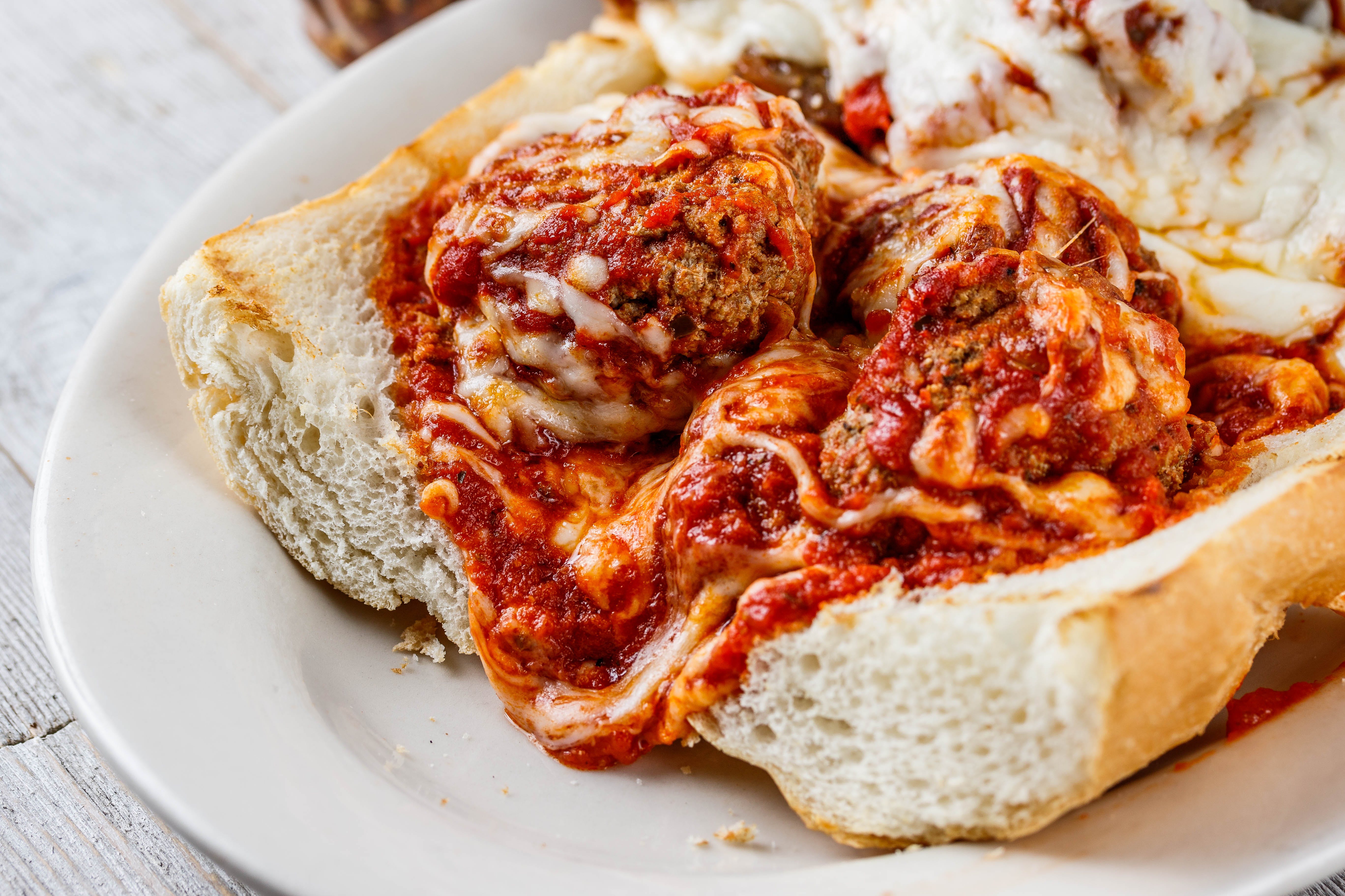 Order Meatball Parmigiana Sandwich - Sandwich food online from Mario Pizza & Pasta store, Seabrook on bringmethat.com