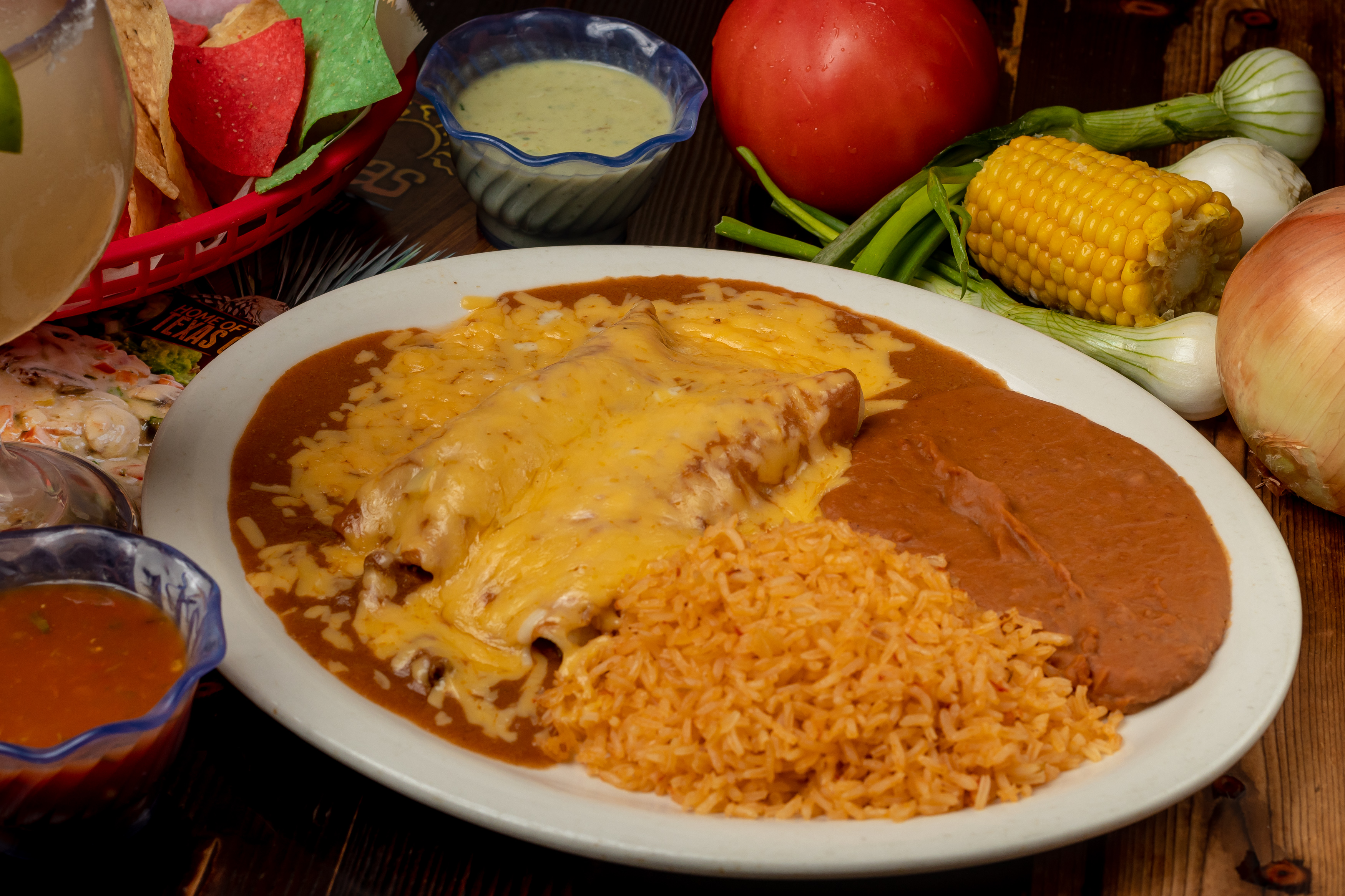 Order Enchilada Plate food online from Las Palmas Mexican Cafe - Victoria store, Victoria on bringmethat.com