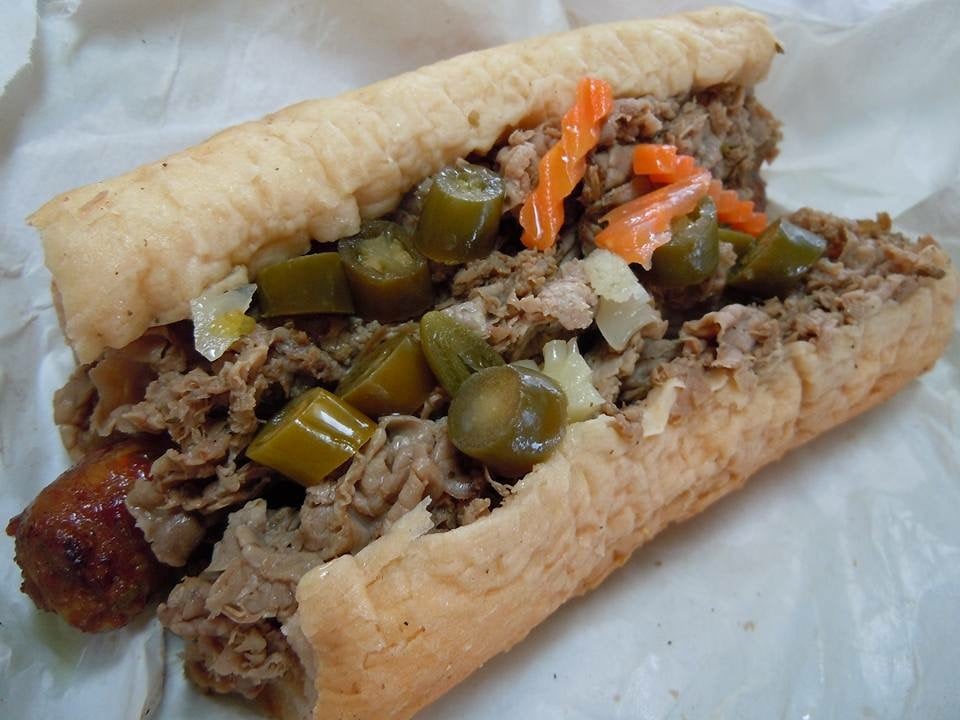 Order 6" Beef and Sausage Combo Sandwich food online from Big Jacks Chicago Style Red Hots store, Round Lake Park on bringmethat.com