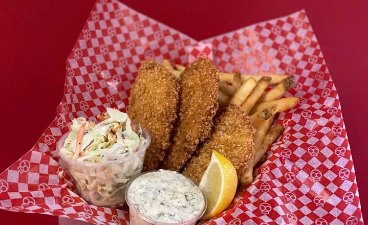Order 3 Pc Halibut & Fries food online from Toxic Wings store, Eugene on bringmethat.com