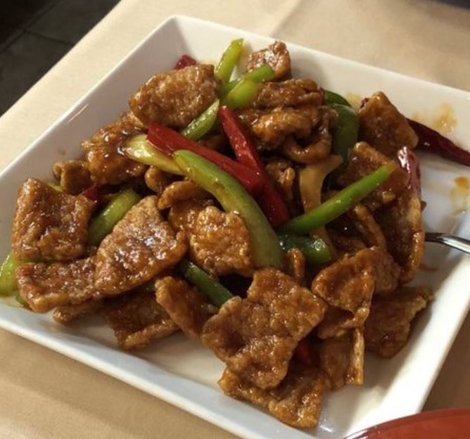 Order S9. Spicy Crispy Hunana Pork food online from Chef Kenny's Asian Vegan store, Las Vegas on bringmethat.com