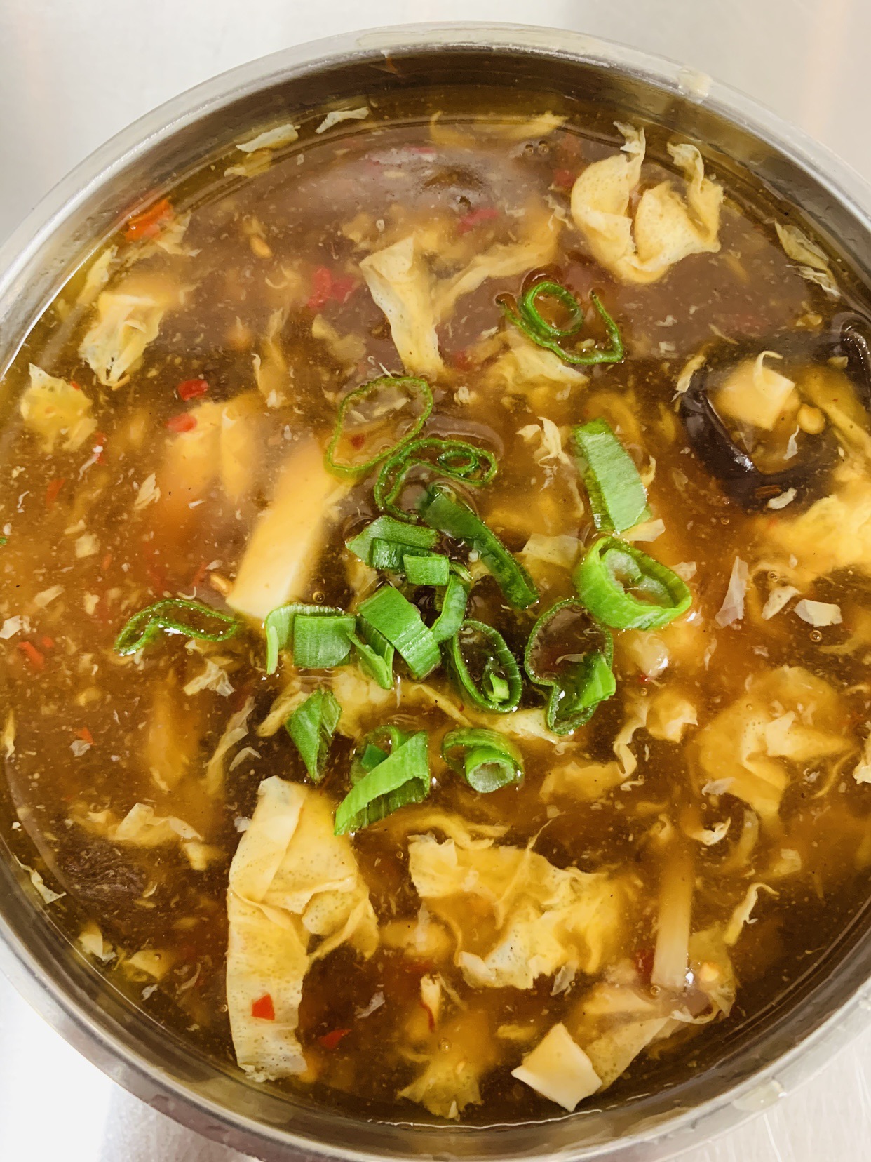 Order S4. Hot and Sour Soup food online from Asian Chef store, Las Vegas on bringmethat.com